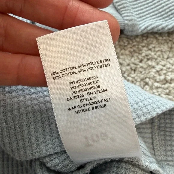 TNA Waffle Knit Turtleneck Top Womens S Light Blue Relaxed Casual Loungewear - Picture 5 of 7